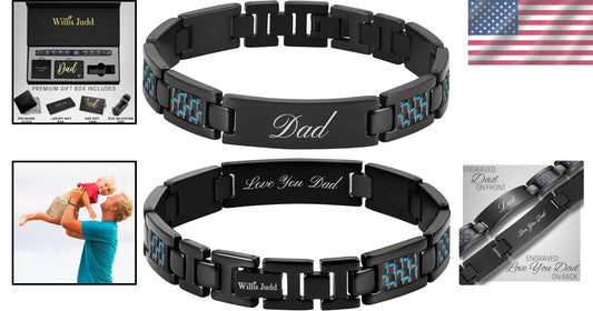 Stylish Hypoallergenic Titanium Dad Bracelet with Love You Message - Gift-Ready