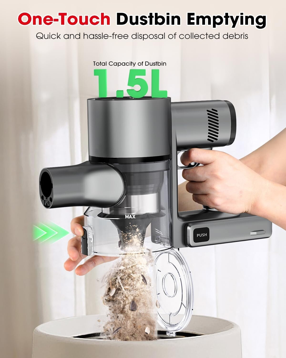 Flexible Cordless Vacuum - 3 Ways to Charge & Powerful Suction for All Floors