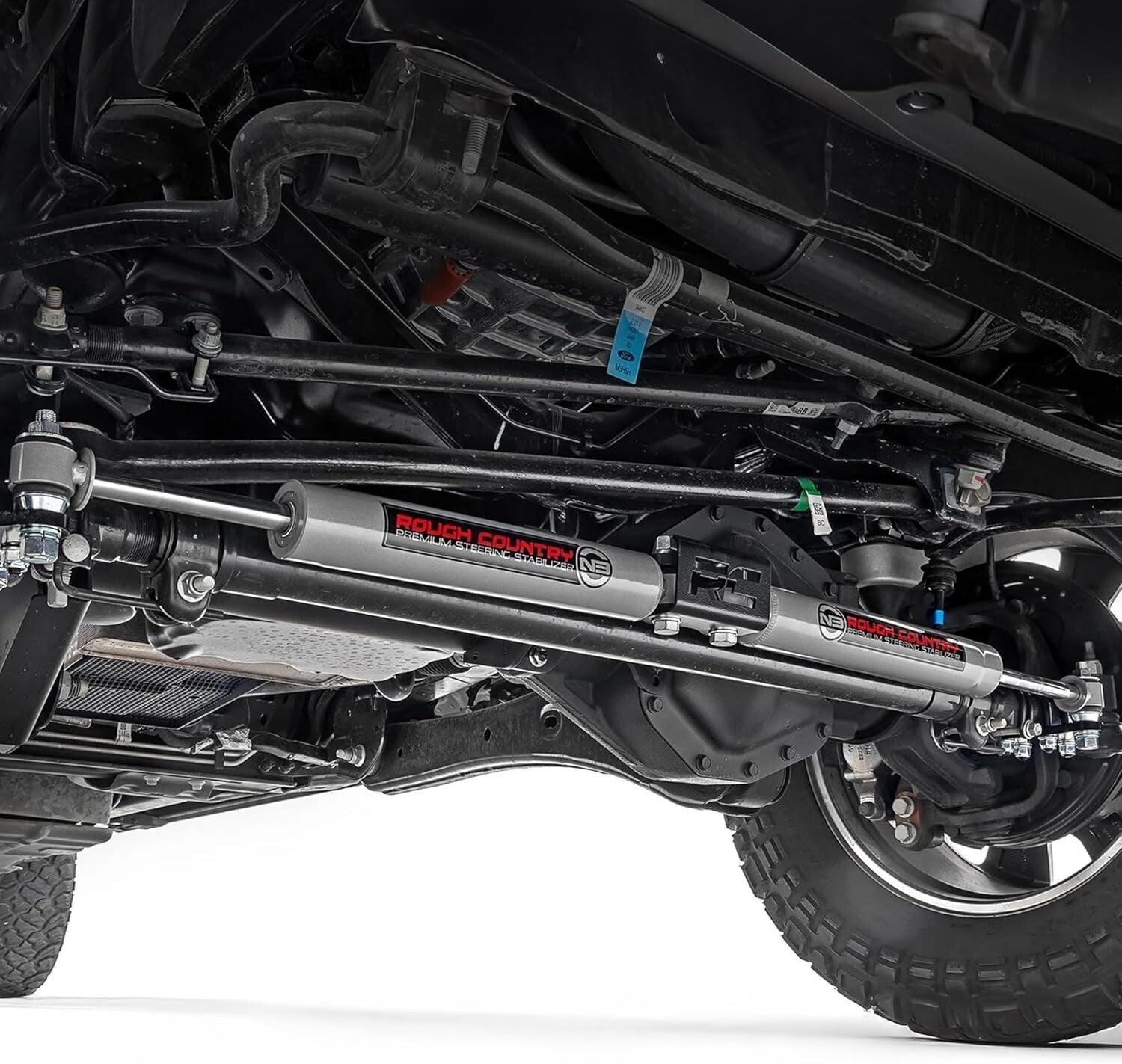 Aluminum Dual Steering Stabilizer for 1999-2004 Ford Super Duty 4WD - Bolt-On