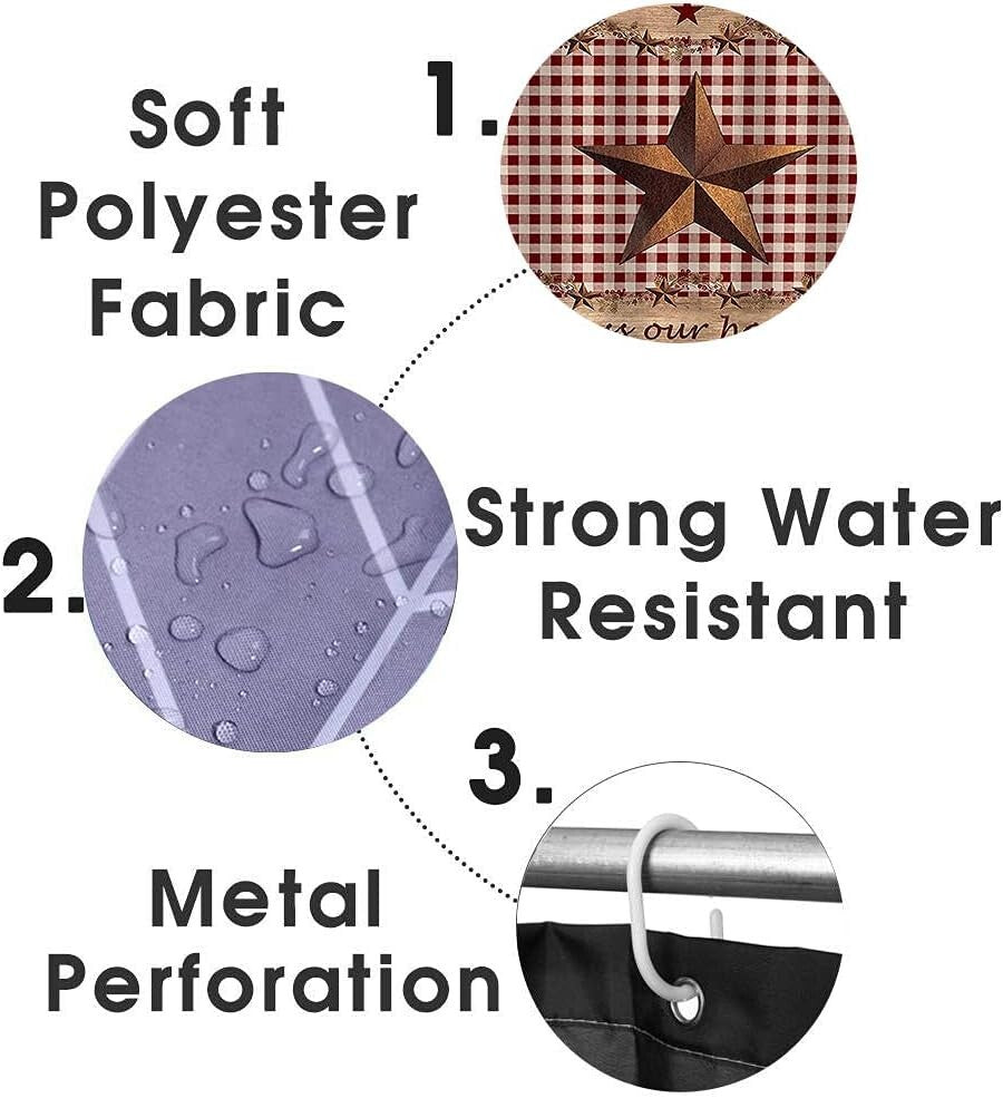 Elegant 4-Piece Country Bathroom Decor Set - Waterproof Curtain & Anti-Slip Mats