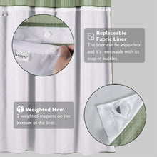 Load image into Gallery viewer, Waterproof Waffle Weave Shower Curtain with Snap-In Liner, Modern Grommet Style
