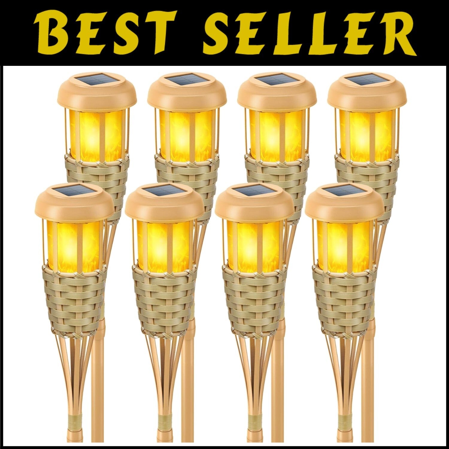 Elegant Solar Torch Lights with Flickering Simulation - 8-Pack for Outdoor Decor