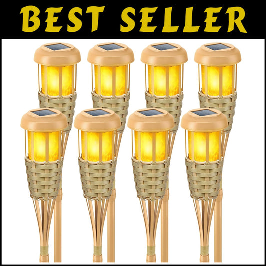 Elegant Solar Torch Lights with Flickering Simulation - 8-Pack for Outdoor Decor