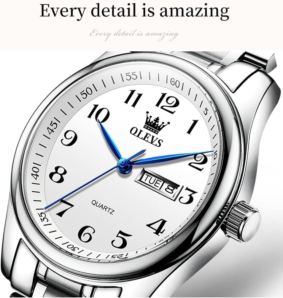 Elegant Women's Stainless Steel Waterproof Watch - Gold & Silver Large Dial