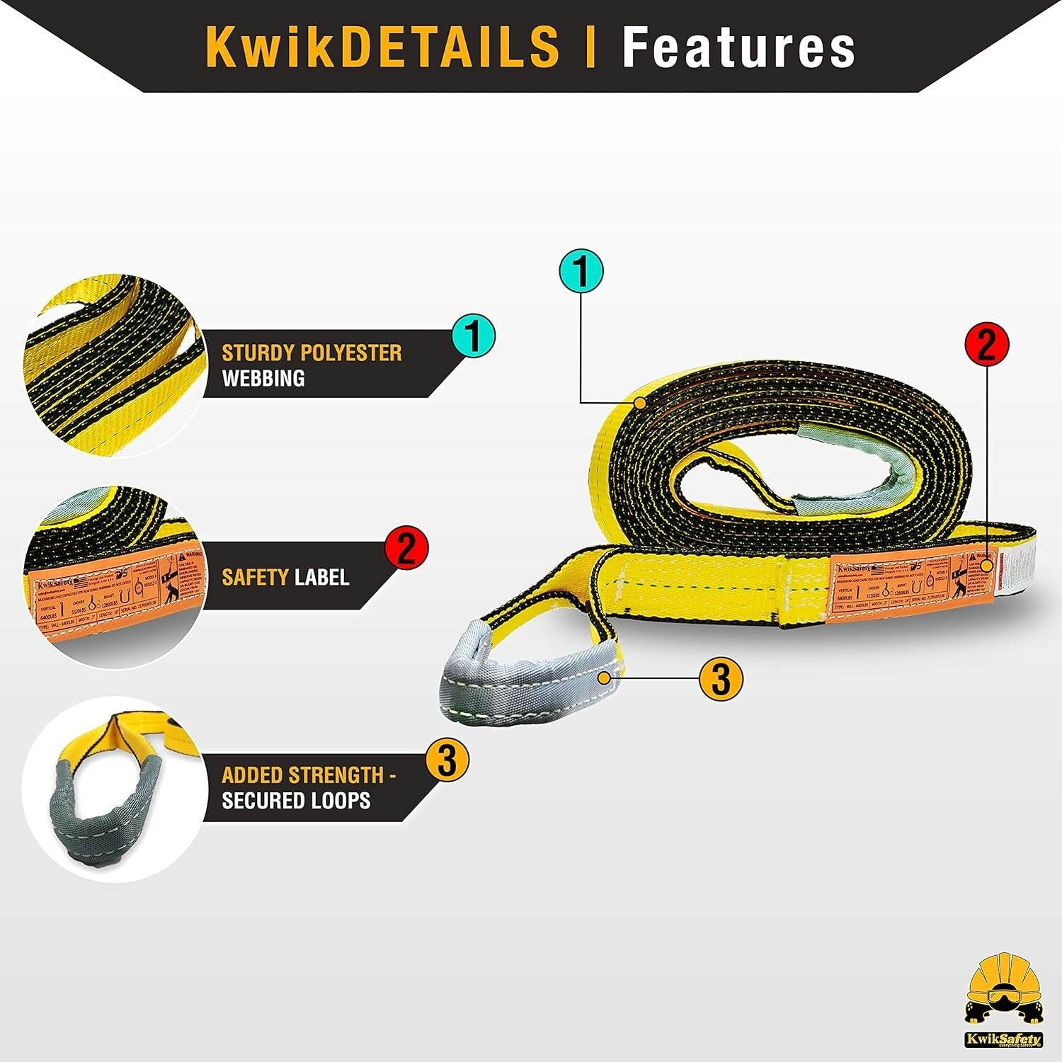Durable 2" x 30' Polyester Web Lifting Sling - 12800lbs for Heavy Cargo Handling