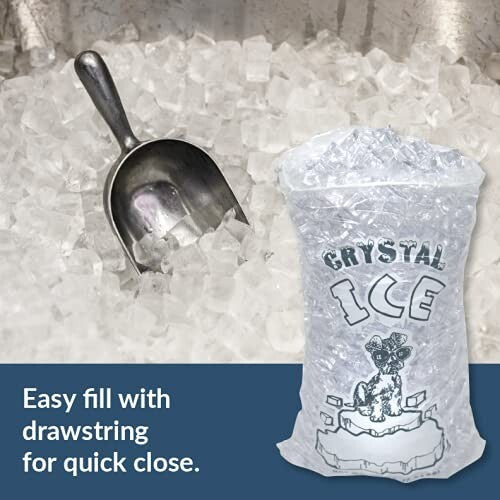 Eco-Friendly Disposable Plastic Ice Storage Bags 10 lbs with Cotton Drawstring