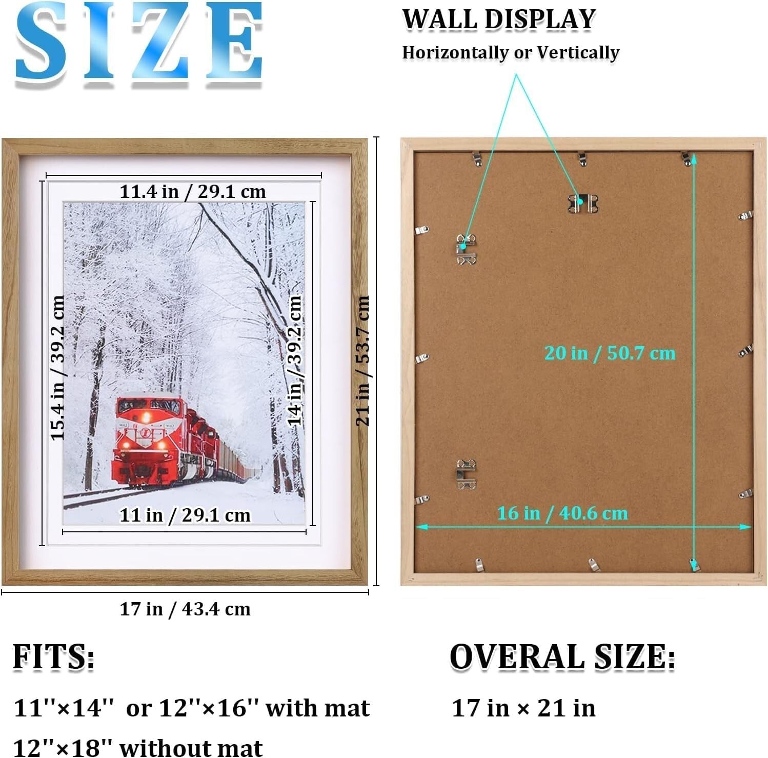 Superior Quality 16x20 Picture Frame: Solid Wood with Plexiglass, Ideal Gift