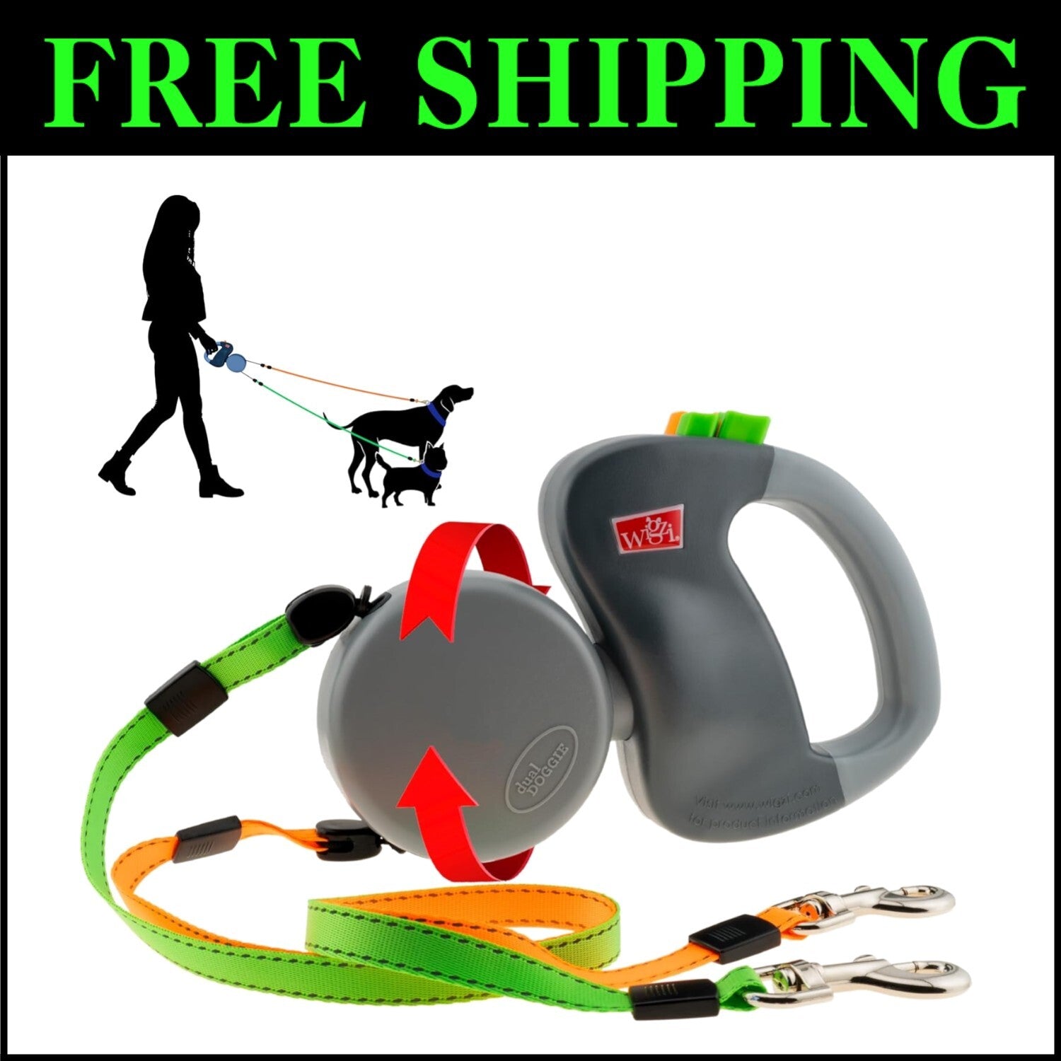 Premium 10ft Dual Dog Leash with Comfortable Handle, Waterproof Reflective Leads