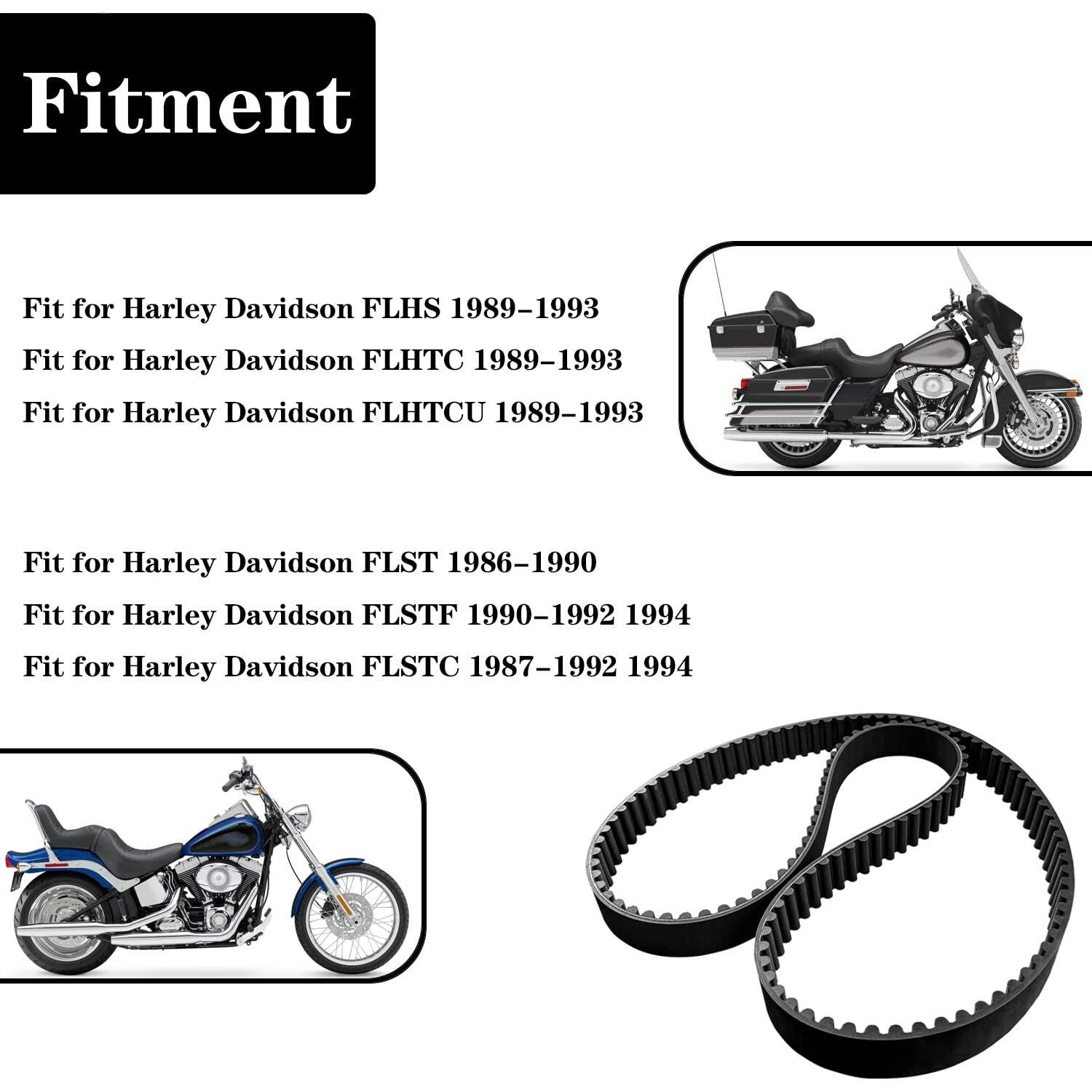 1-1/2" Rubber Drive Belt Replacement for Harley Davidson Softail & Electra Glide