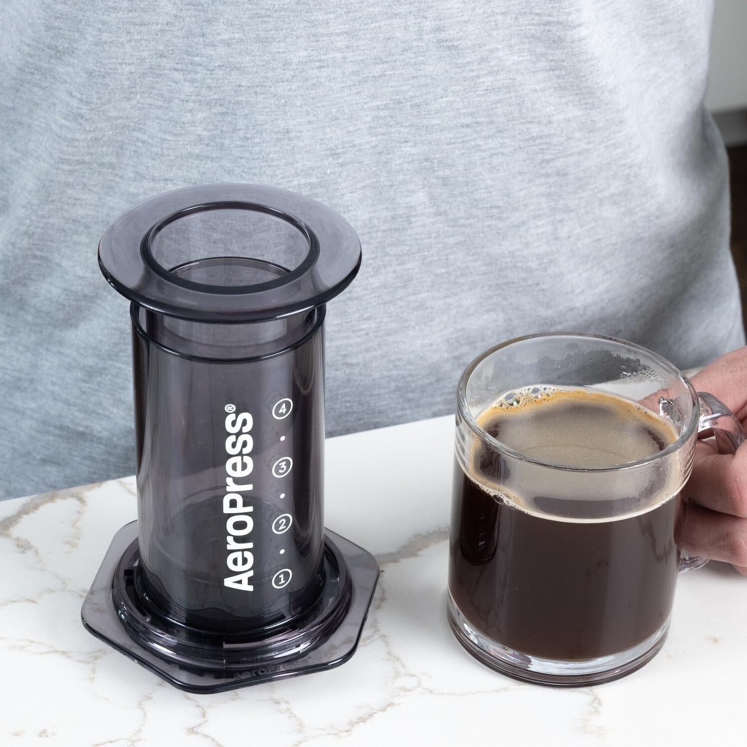 Clear Black Coffee Maker: 3-in-1 Brew Technology for Smooth Espresso Anywhere