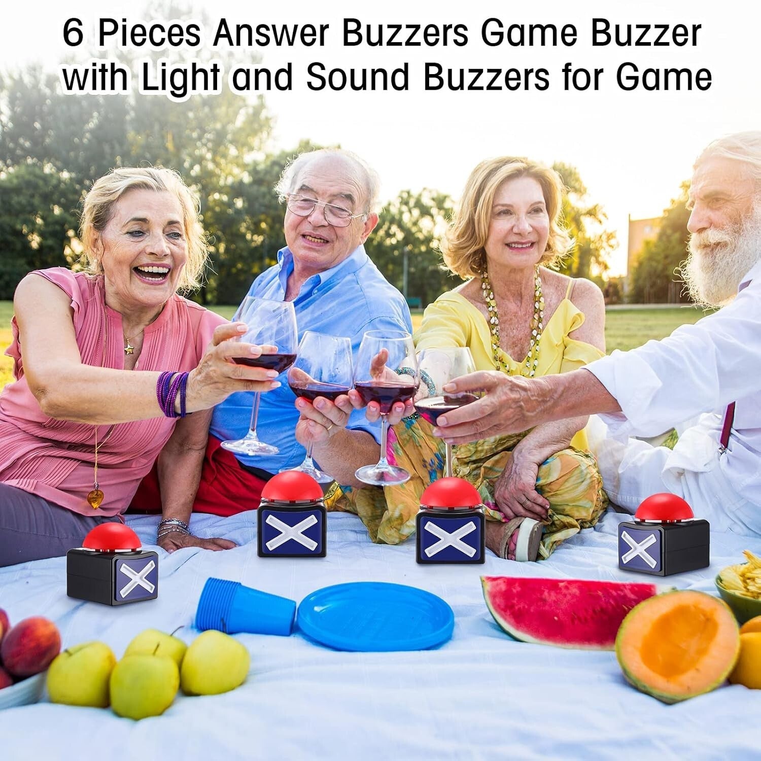 Compact Sound-Activated Buzzers for Game Shows – 6 Interactive Buttons Included