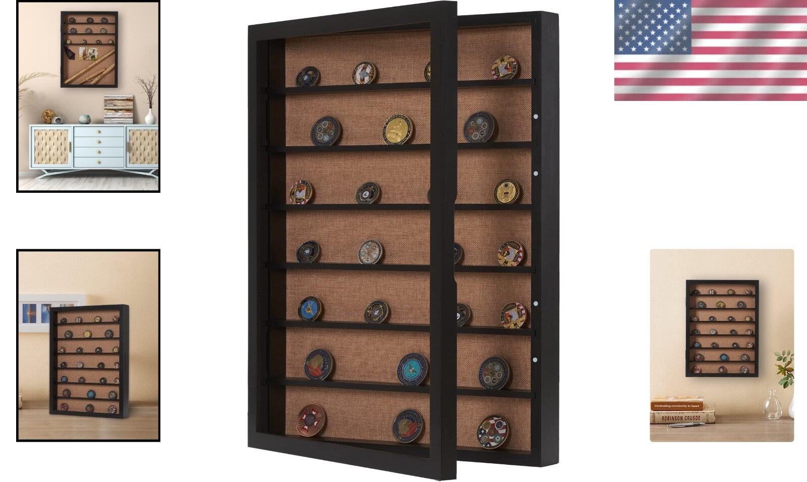 Elegant Extra Large Shadow Box with Adjustable Shelves for Collectibles Display