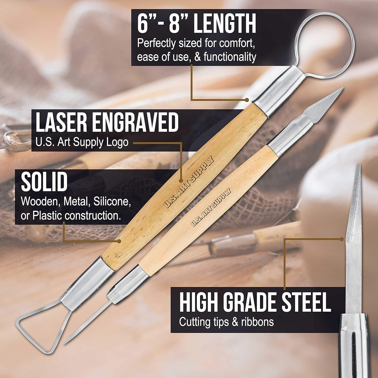 Lightweight 53-Piece Clay Tool Kit with Portable Canvas Case - Ideal for Artists