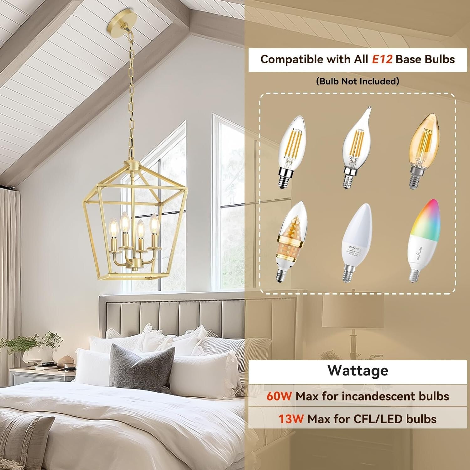 Stylish 4-Light Gold Industrial Chandelier with Adjustable Height for Indoor Use