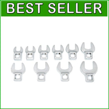 Load image into Gallery viewer, Alloy Steel Crowfoot Wrench Set - 10 Metric Sizes, 3/8" Drive, Polished Finish