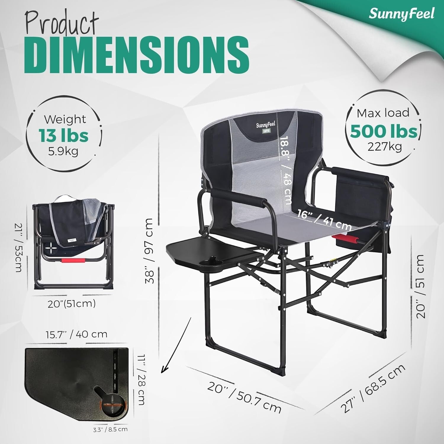 Effortless Setup Heavy Duty Camping Directors Chair - Perfect for Beach & Picnic