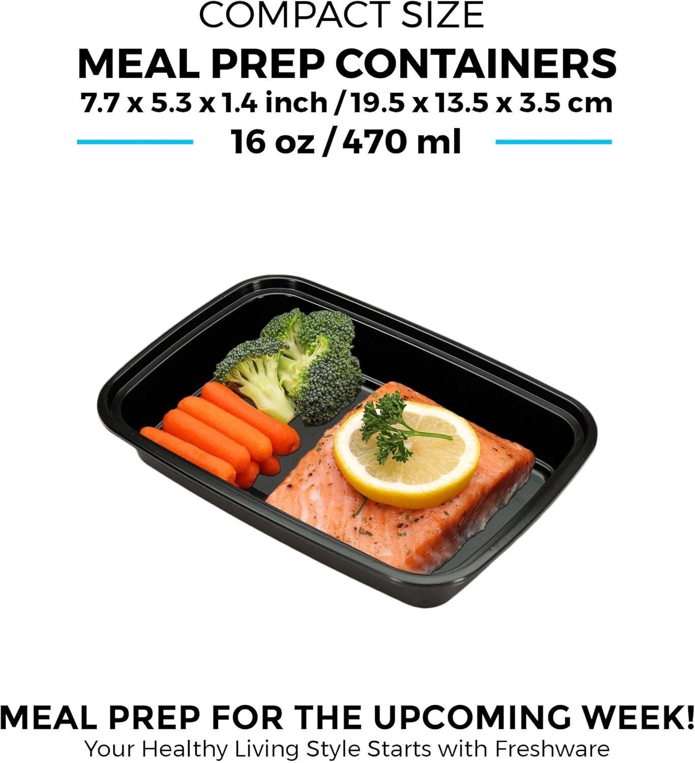Airtight 1 Compartment Meal Prep Containers - 16oz Bento Box for Healthy Lunches