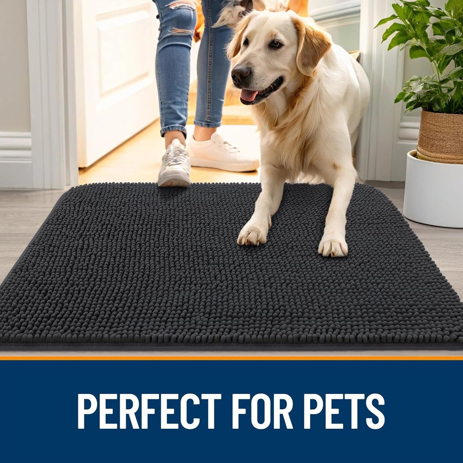 High-Pile Chenille Dog Doormat 54x24: Absorbs Dirt and Moisture Efficiently