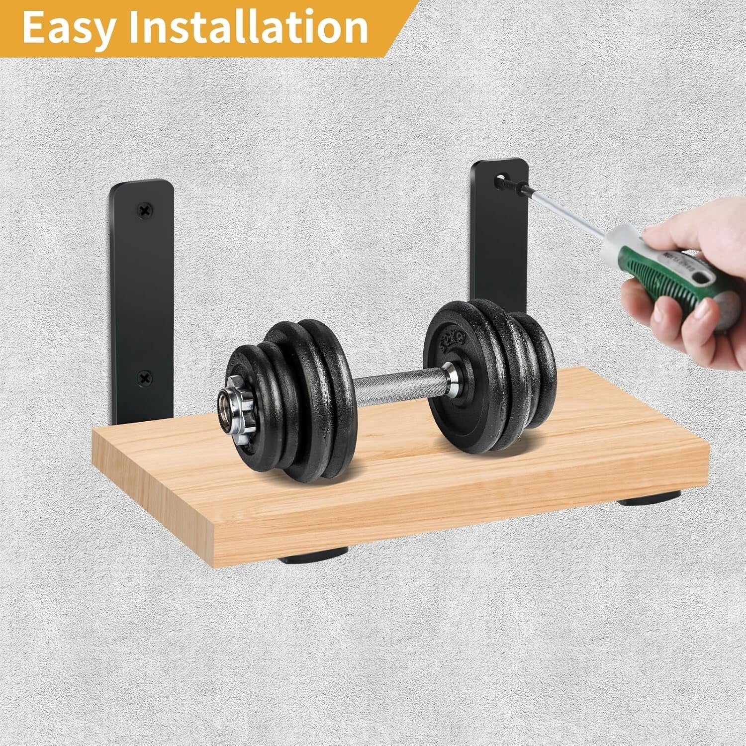 12 Pack Heavy-Duty Black Steel Shelf Brackets - 8"x6" for Sturdy Support