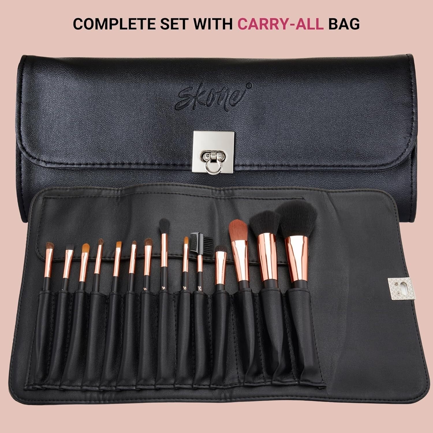 Cruelty-Free Luxury Makeup Brush Set - 14 Essential Brushes for Professional Use