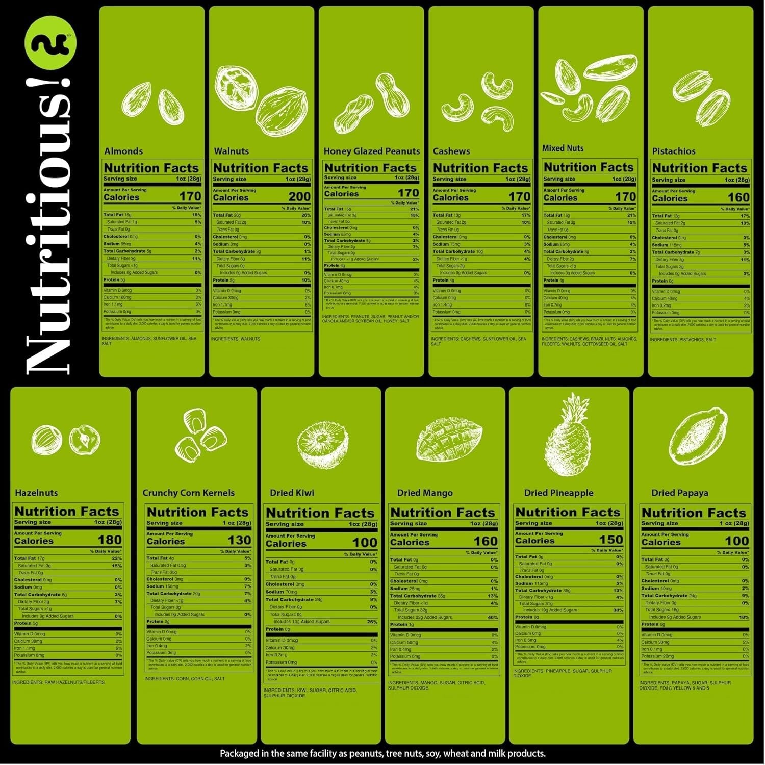 Deluxe Nut & Dried Fruit Care Package - 12 Assortments in Reusable Wooden Tray