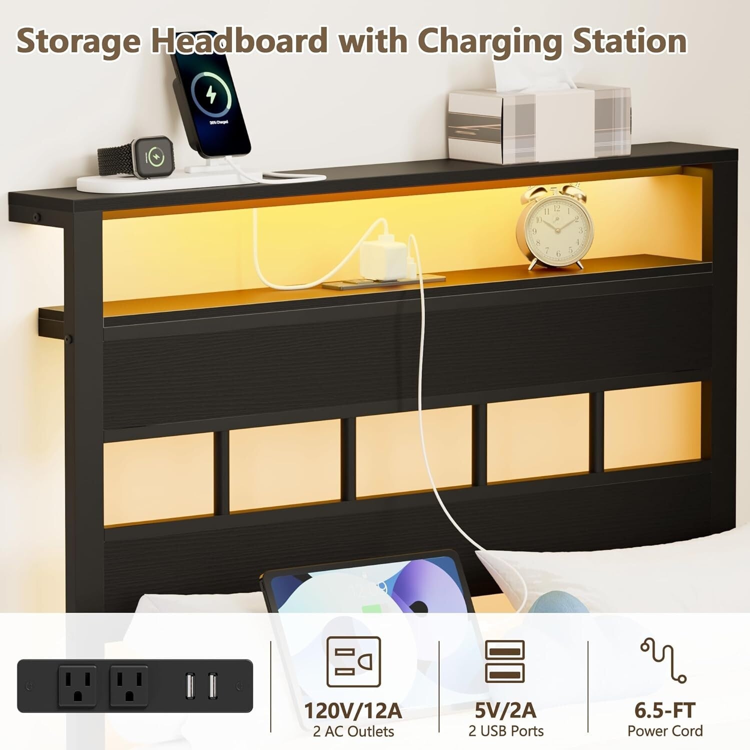 Durable Twin Bed Frame with USB Charging Station & Under-Bed Storage Solutions