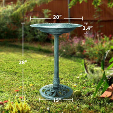 Load image into Gallery viewer, Elegant 28-Inch Lightweight Green Polyresin Bird Bath for Outdoor Garden Decor