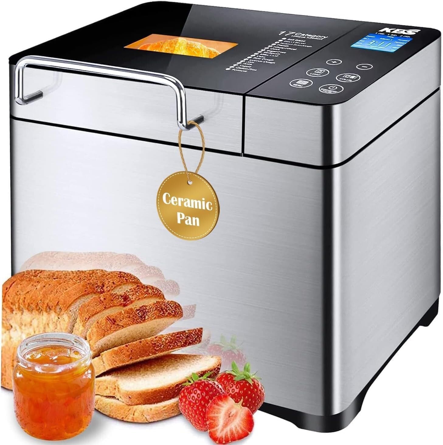 Elegant Bread Machine with 17 Programs - 2LB Capacity & Automatic Nut Dispenser