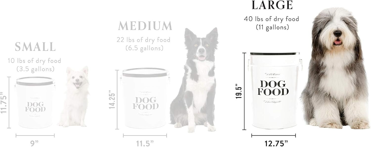 Elegant Airtight Dog Food Storage Canister - 40lbs Capacity, Parisian Style