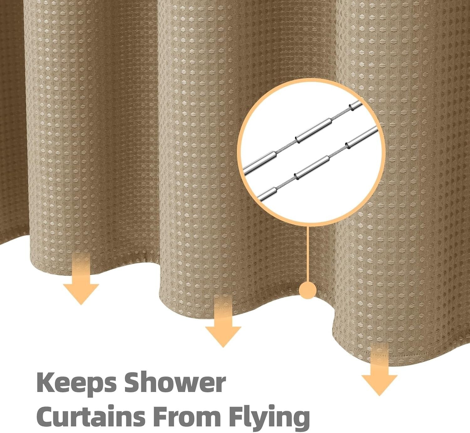 All-Season Waterproof Waffle Shower Curtain Set with Stainless Steel Hooks 72x84