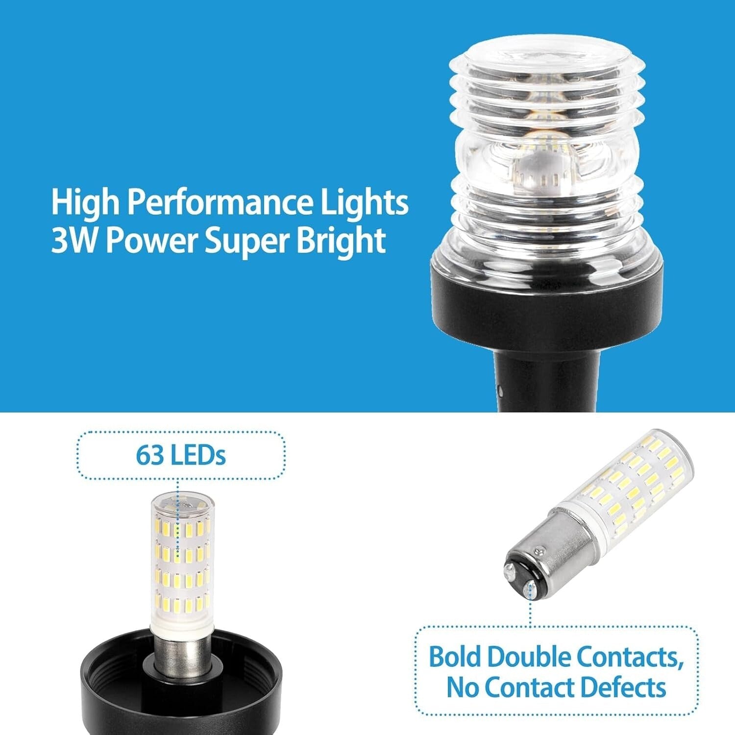 IP67 Waterproof 3NM LED Boat Navigation Light - Fits Pontoon, Yacht, Bass Boats