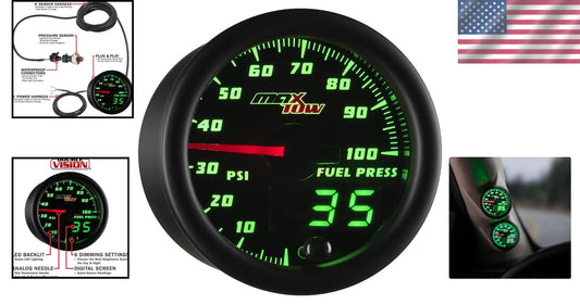 Durable Fuel Pressure Gauge for Trucks - 100 PSI with Double Vision Readouts