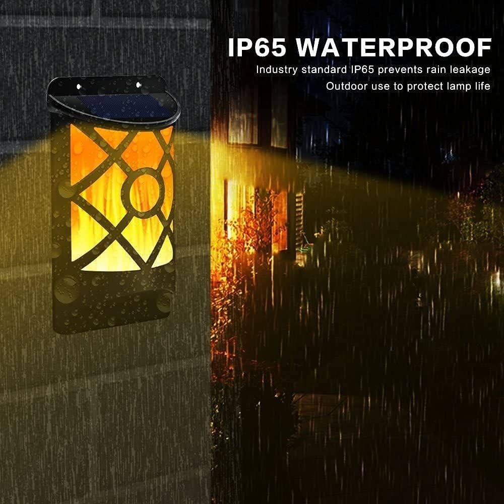 Dancing Flame Solar Lights for Outdoor Ambiance - Easy Wall Mount Installation