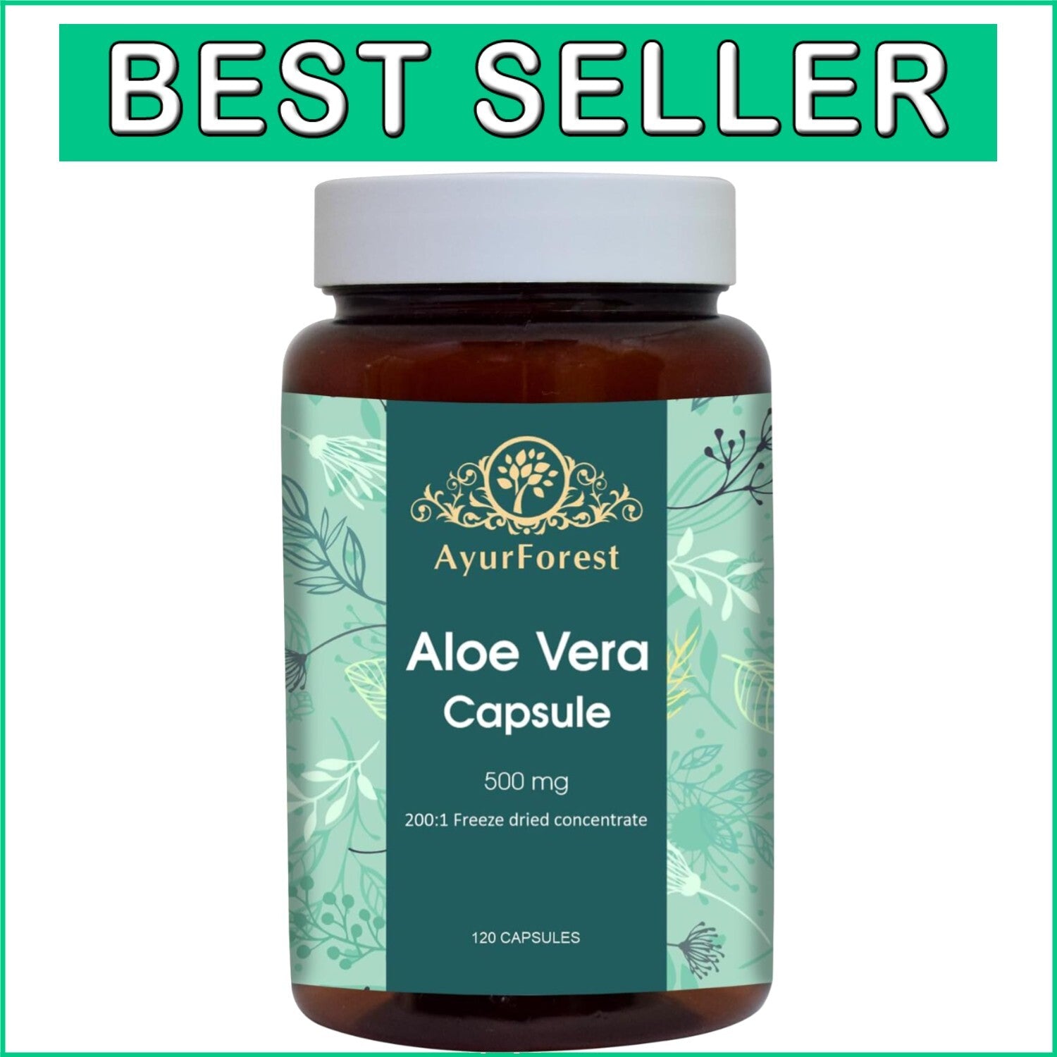 Natural Aloe Vera Health Capsules 120 Count - Digestive Aid & Skin Booster