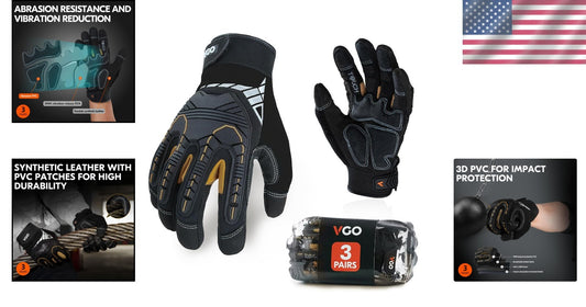 Heavy Duty Synthetic Leather Work Gloves - Touchscreen & Impact Protection