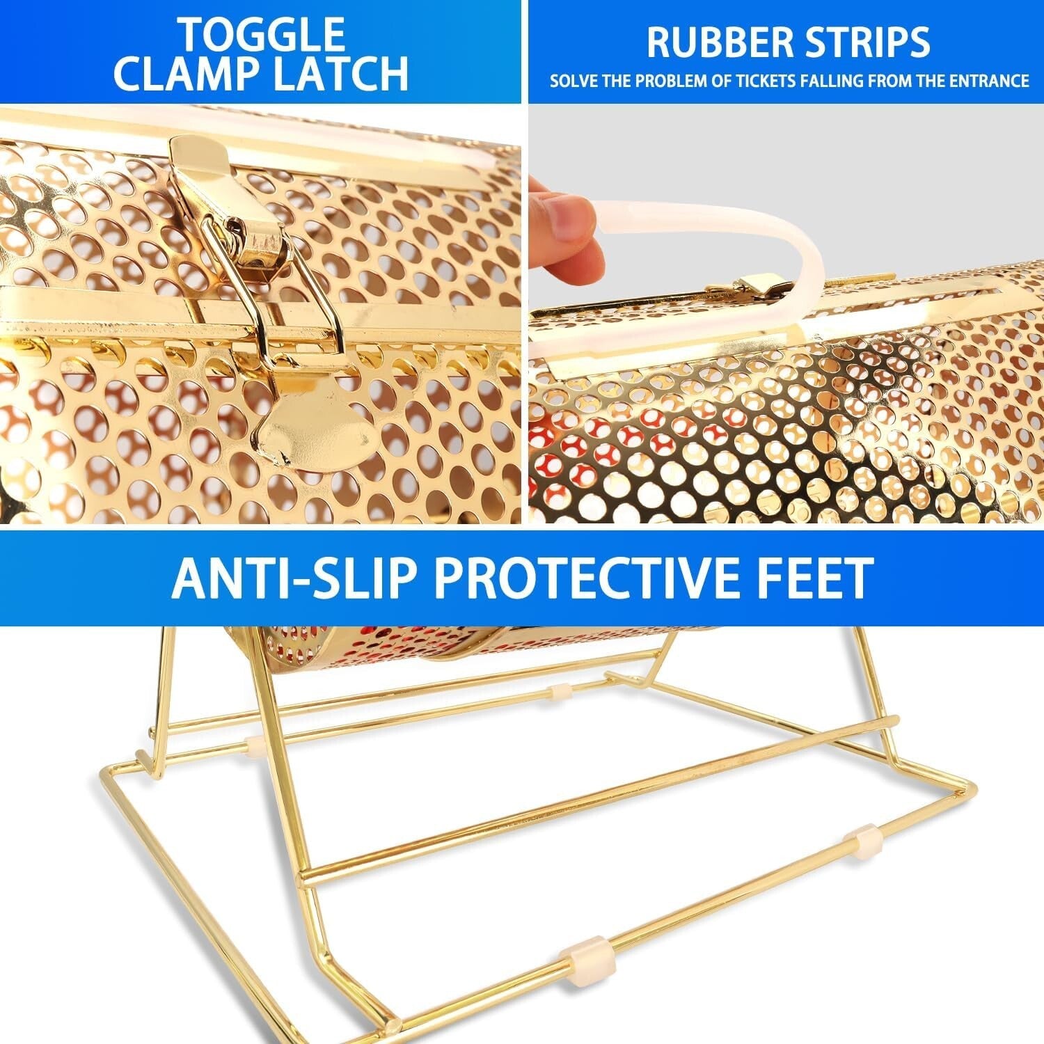 Elegant Brass Raffle Drum - Professional Ticket Spinner Holds 2,000 Tickets