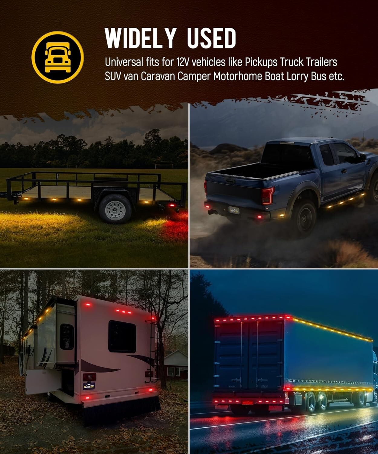 Universal Fit 10Pcs 3.9" LED Side Marker Lights - Waterproof & Durable Design