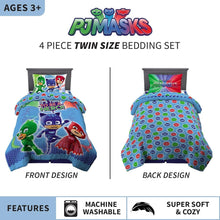 Load image into Gallery viewer, Twin Size PJ Masks Reversible Comforter and Sheet Set - 4 Piece Adventure Set