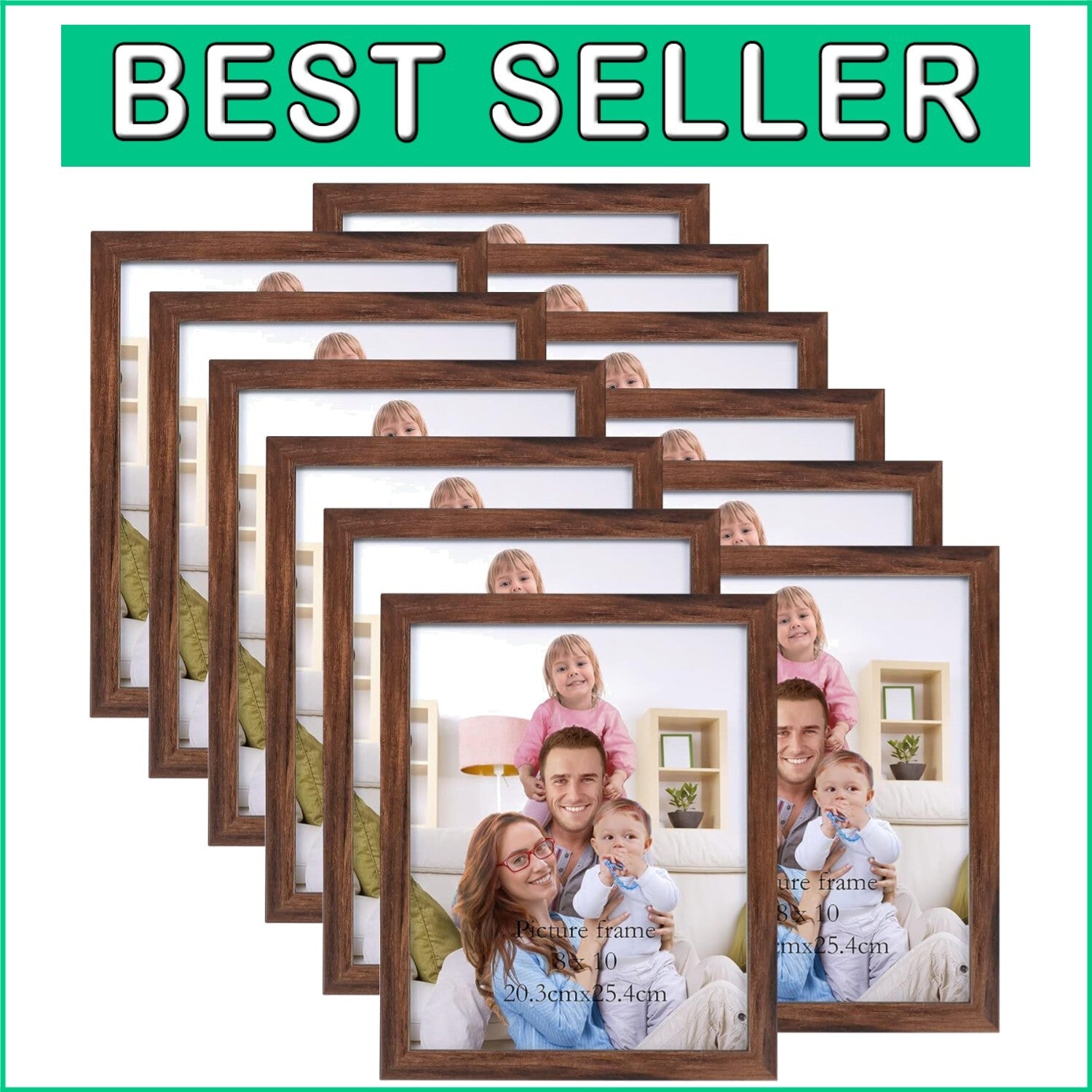 Elegant 12-Pack of 8x10 Rustic Picture Frames - Wall or Tabletop Mount