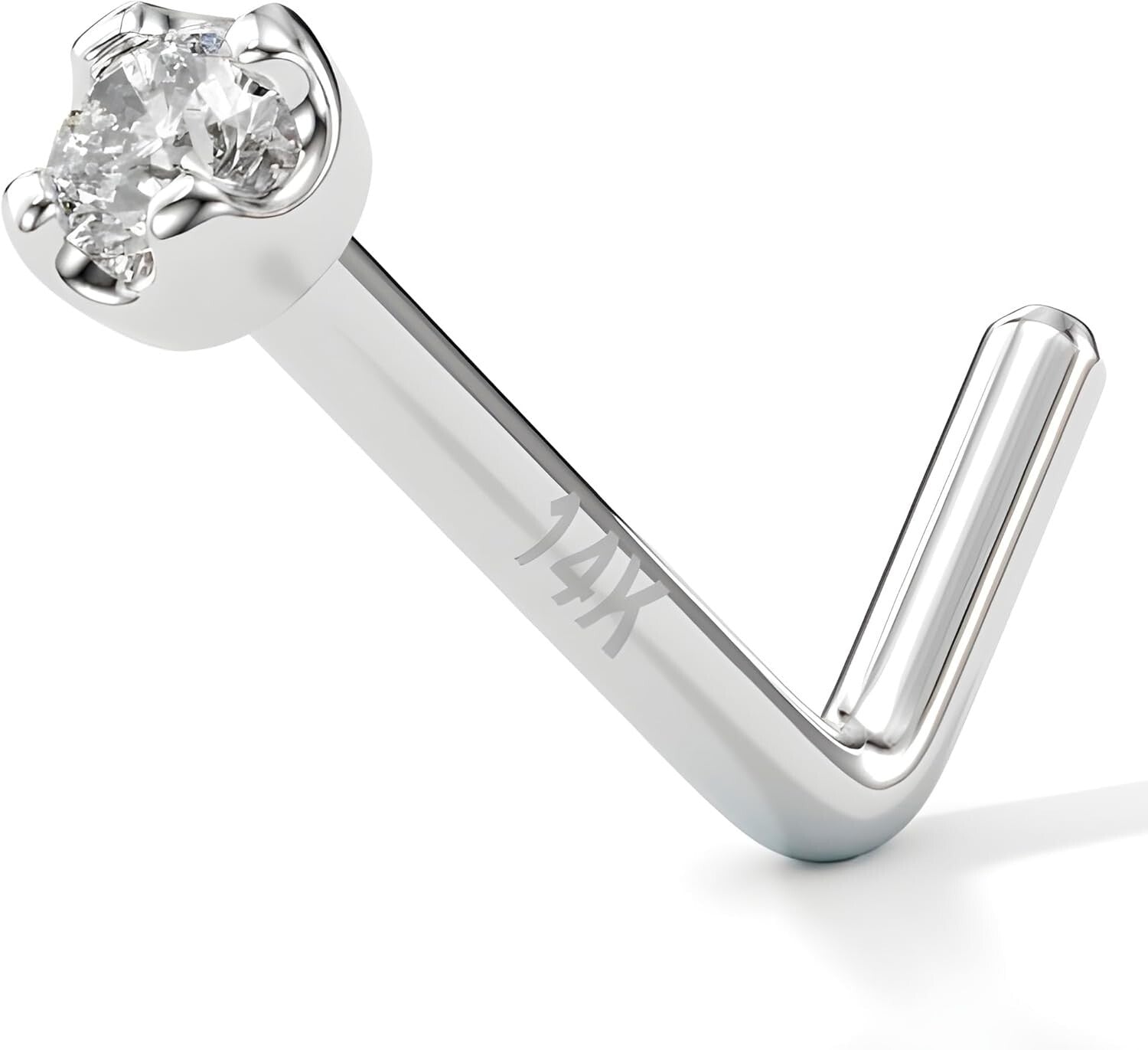 Elegant 14K Gold Nose Ring Studs with 1.5mm Diamond - 20 Gauge Piercing Jewelry