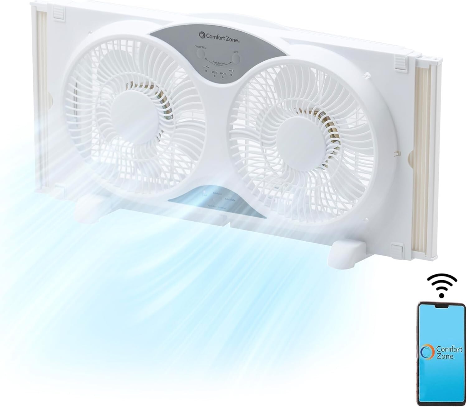9" WiFi-Enabled Dual Reversible Window Fan with App Control & Bug Screen