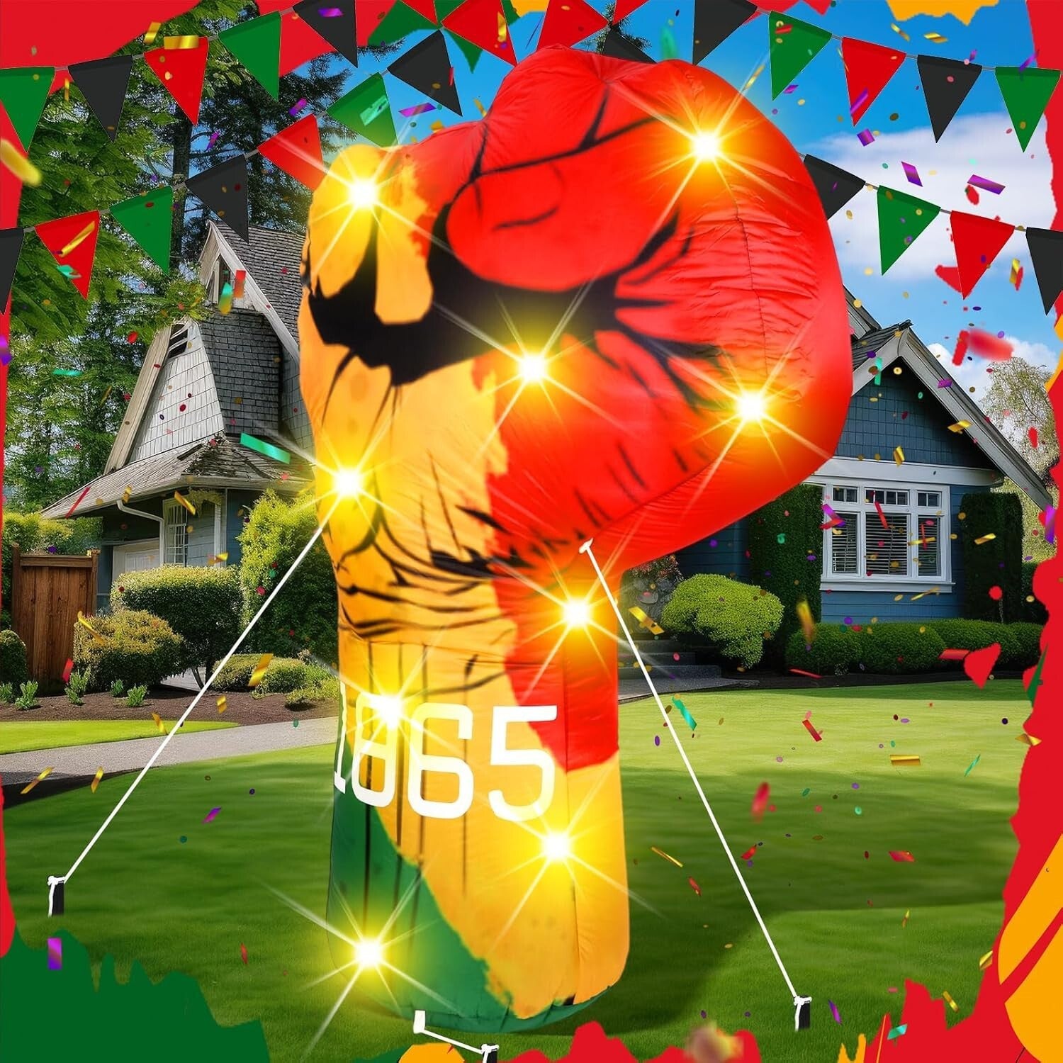 6ft LED Inflatable Freedom Fist Decoration - Perfect for Juneteenth Celebrations