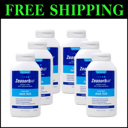 6-Pack Antifungal Treatment Powder for Jock Itch - Gentle and Effective
