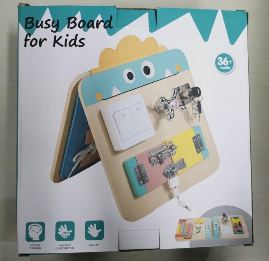 Educational 17 Activities Busy Board for Kids 2-4 Years - Fine Motor Skills