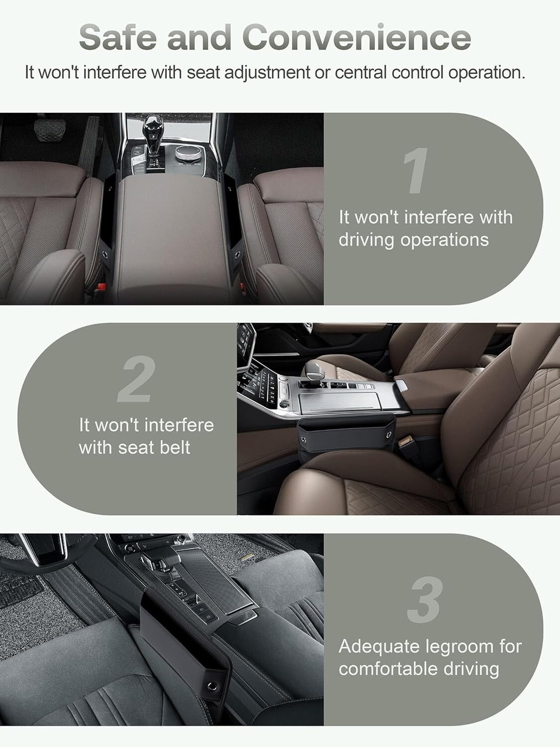 Elegant Leather Car Seat Organizer - 2-Pack Universal Gap Fillers for Interiors