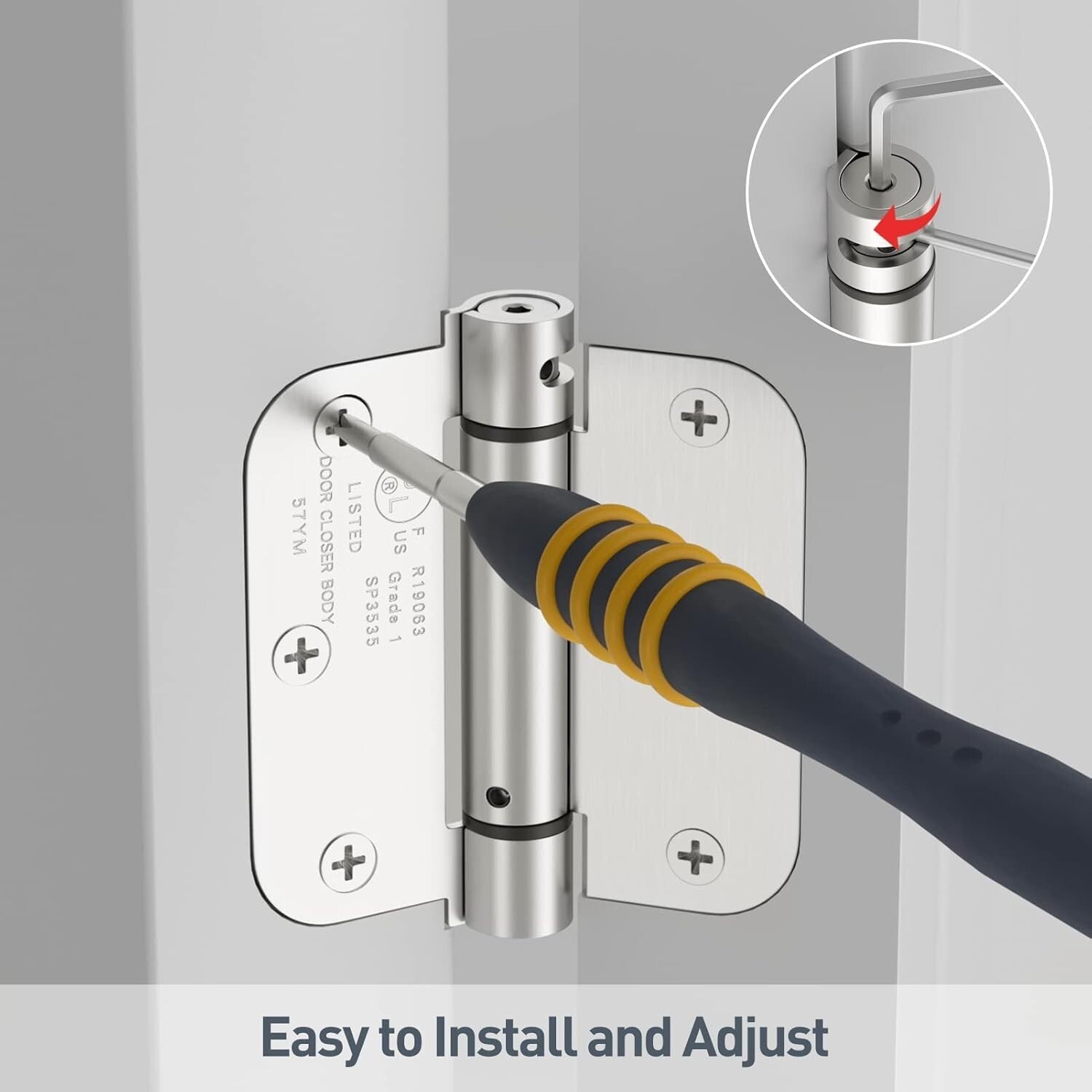 Durable Self Closing Spring Hinge, 3.5'' - Supports Doors Up to 80 lbs, 4 Pack