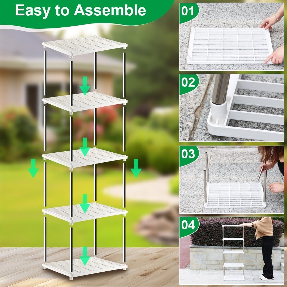 Compact 5-Tier Greenhouse Seedling Storage Rack - Easy Assembly & Versatile Use