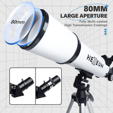 Load image into Gallery viewer, Complete Astronomy Package: 80mm Refracting Telescope with Tripod, Remote &amp; Case