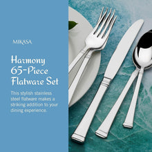 Load image into Gallery viewer, Timeless Harmony 65-Piece Flatware Set - Polished Stainless Steel Silverware