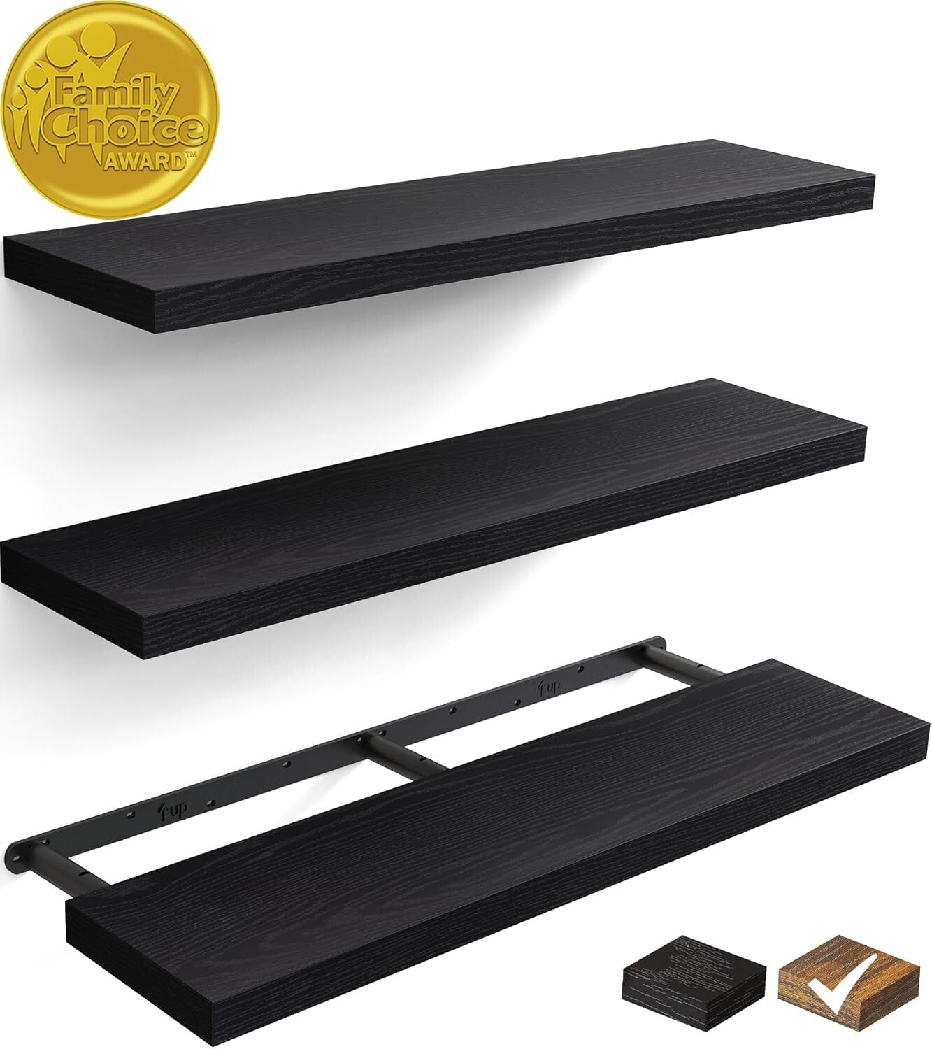 Versatile 36" Floating Shelves for Bedroom, Bathroom & Living Room - Set of 3